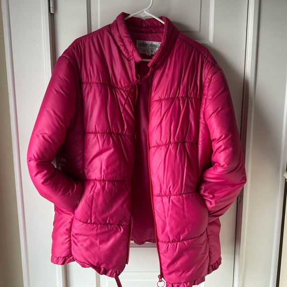 Women's Fuchsia Puffer Nylon Jacket - Picture 3 of 4